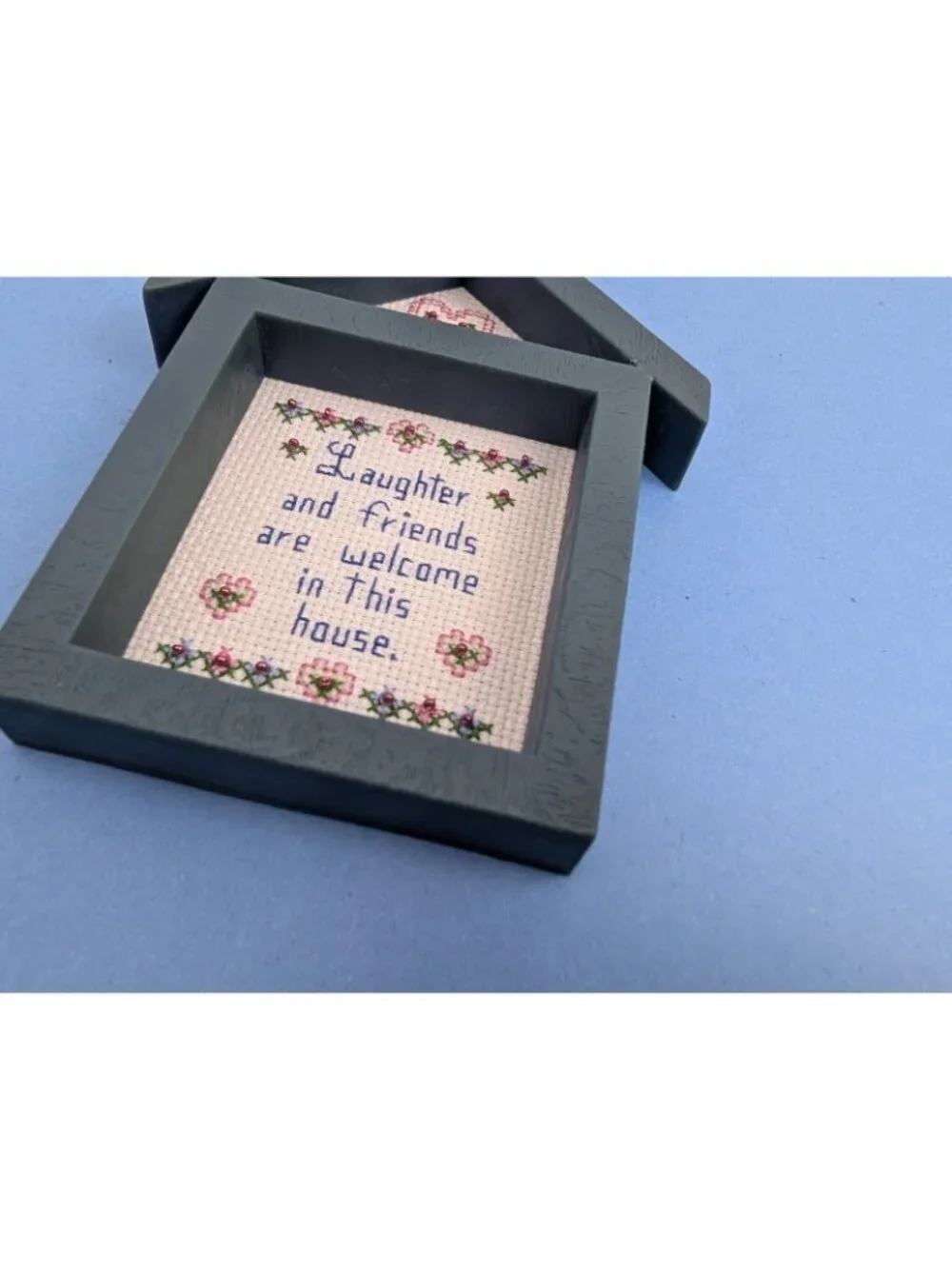 Needlepoint Stitch Laughter Friends Welcome in This House Cute Preppy Decor